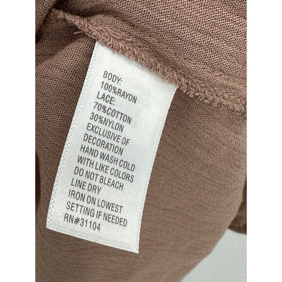 New Directions Brown V-Neck Long Sleeve Semi Sheer Top Women's Size Small S - Picture 7 of 10